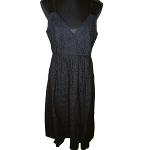 J. Crew Black Spaghetti Strap Eyelet Textured Dress - Size 8